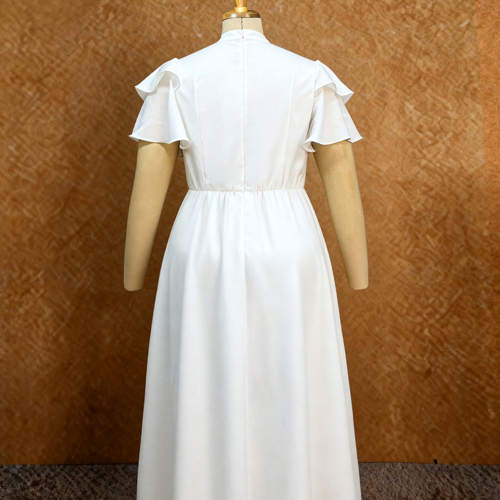 Summernew arrivalfashion ruffles chiffon dress hot diamond belt double layer lining banquet evening dress