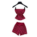 Gentle wind red polka dot tube top vest high waistshortstwo-piece set female summercasualslimming looksuit outfit