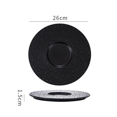 Scandinaviancasual style high-looking black and white ceramic tableware baking dish popular hotel restaurant high-end display flat plate