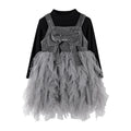 Girls' dress  autumn new style chic bow princess dress high-end black little girl sweet two-piece set