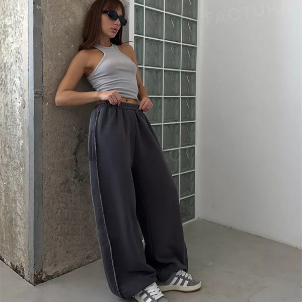 European and American women's clothing American street style loose casual trousers fashionable versatile elastic waist sweatpants
