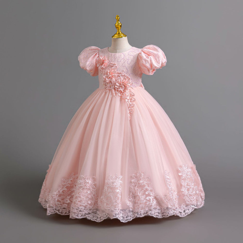 Ready-to-ship new girls' evening gown lace sequin princess dress piano performance dress children's dress