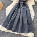 Salt style wear work clothing sleeveless lapel dress female summer waist slimming lookpleated skirteleganceelegant silm skirt