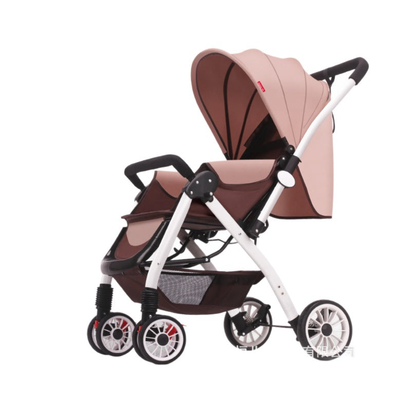 Baby stroller high view sit and lie down lightweight foldable four-wheel rubber two-way large space baby stroller