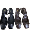 Za2025 spring/summer new women's shoes - black square toe open heel chunky heel high heel sandals with side cutout and single strap buckle