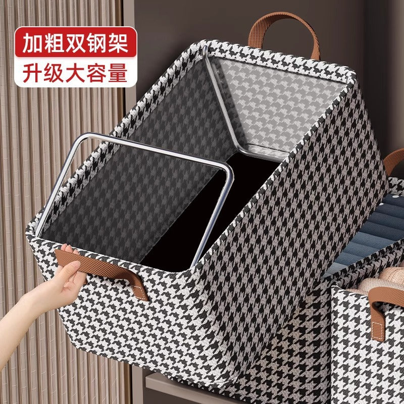 Qiandongge pants storage box household wardrobe clothes steel frame storage box foldable fabric cloakroom storage basket