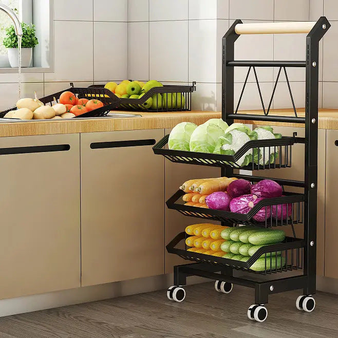 Shelf kitchen floor seasoning vegetable storage rack trolley sundries storage rack adjustable multi-layer trolley