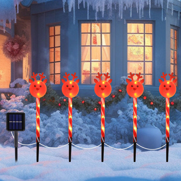 Cross-border new lollipop elk led solar floor lamp outdoor courtyard Christmas lawn decoration lamp
