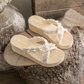 Wedge heel chanel-inspired pearl slippers - women's summer outdoor wear, 2024 new thick-soled platform sandals with heel