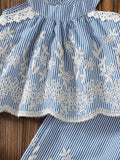 spring/summer cross-border exclusive: premium embroidered flutter sleeve top + casual straight-leg pants two-piece set for infants and toddlers
