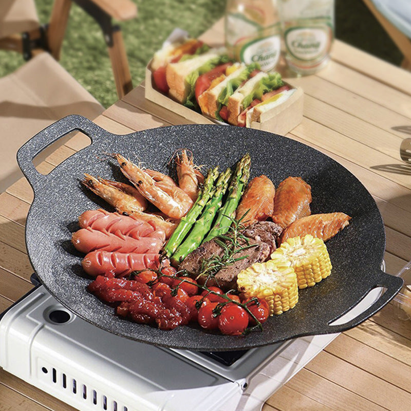 Korean style maifan stone grill pan non-stick iron plate grill cassette stove for home bbq plate camping outdoor korean style multifunctional