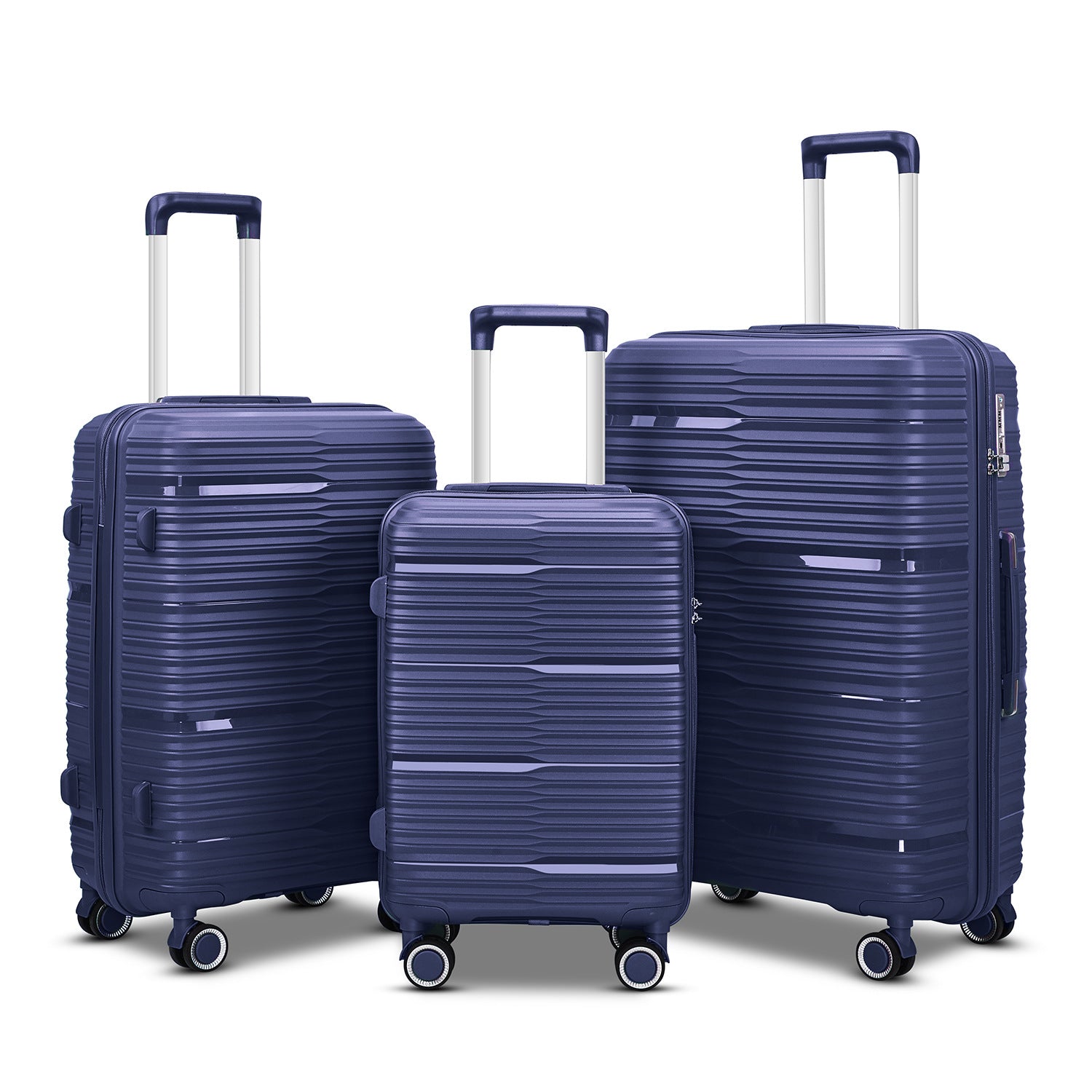 Source manufacturer Foreign trade three-piece suitcase PP material universal wheel password suitcase 20-inch boarding trolley case
