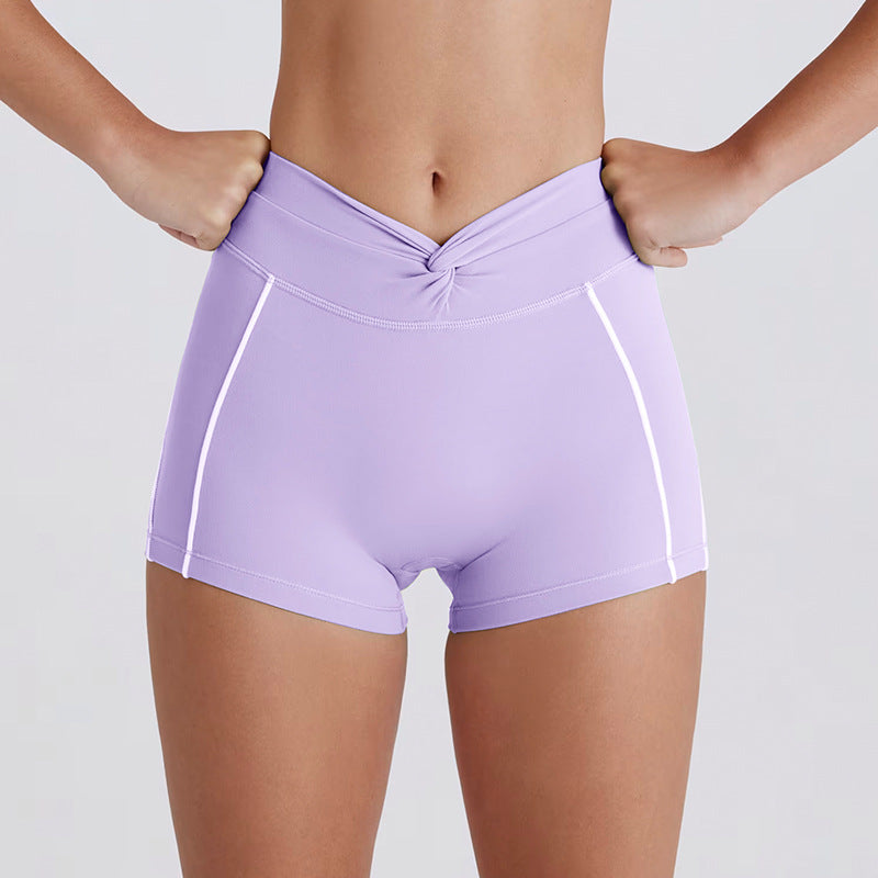 peach butt color matching tummy tightening tight yoga pants women's outwear running sports quick-drying fitness pants half lengthshorts