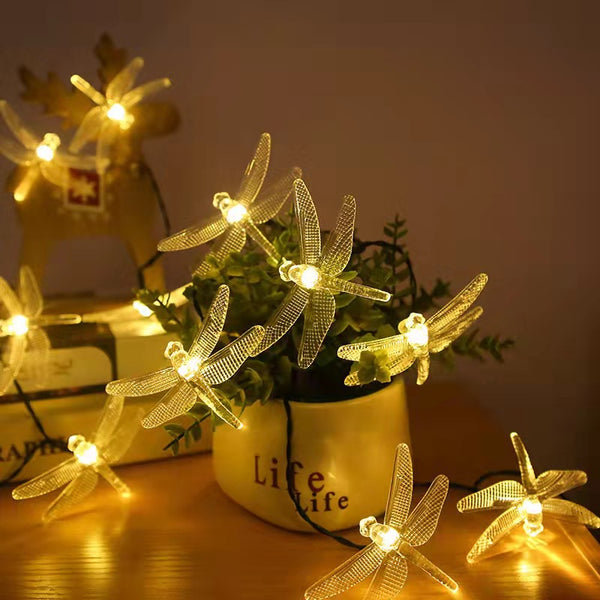 LED Solar Dragonfly Light String Little Bee Garden Decoration Light Christmas Light, Outdoor Waterproof Light String