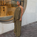 European and american cross-border women's fashion  summer new style chic halter neck sleeveless asymmetrical top wide leg pants set