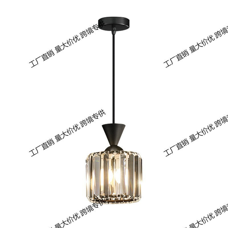 Modern light luxury master bedroom bedside small chandelier simple bar entrance lighting room single head chandelier crystal lamp