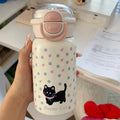 Minimalist planet double-drink insulated tumbler, 316 stainless steel, cute and stylish, for girls, students, straw cup, kids' water bottle