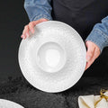Modern minimalist white ceramic plate - embossed creative design for restaurant, hotel, and home use - premium, unique serving dish