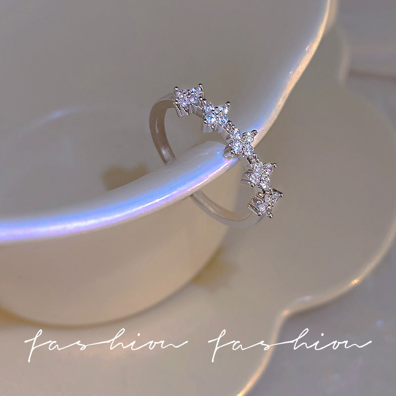 Flower ring female ins trendy fashion stylishaccessible luxuryniche style exquisite design open index finger cold style hand jewelry