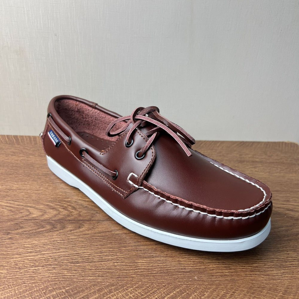Men's classic low-top leather boat shoes - lightweight, casual, stylish, handmade, comfortable, and slip-resistant driving shoes