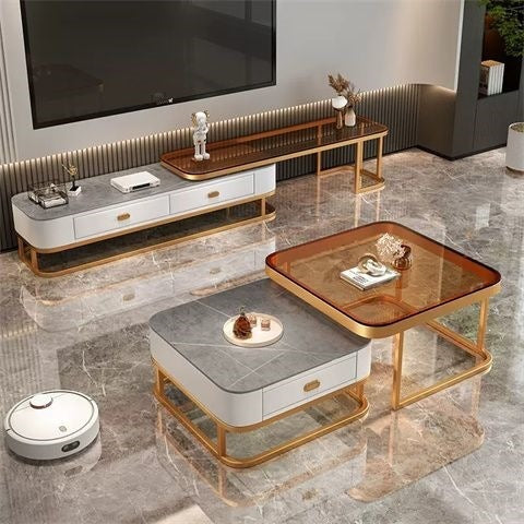 Rock slab coffee table living room for homenew arrivalaccessible luxury marble table foldablenormcore coffee table small apartment