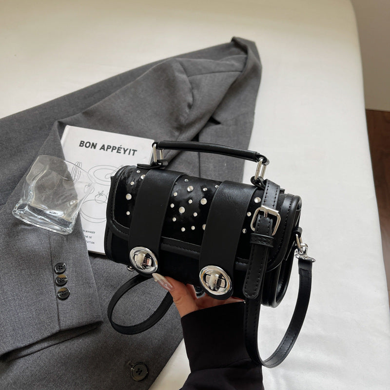 Fashion niche design diamond-encrusted small square bag 2025 summer new fashionable foreign style Cambridge bag simple shoulder messenger bag