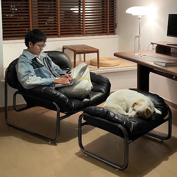 Lazy sofa for home lunch break living room casual single sofa bedroom small apartment balcony medieval style grid sofa chair