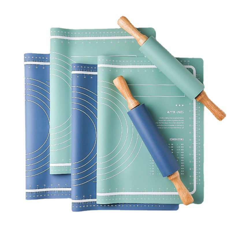 Cross-border silicone pad kneading pad household thickened and panel chopping board plastic food grade baking rolling pin and noodles