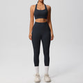 European and american cross-border yoga double-sided brushed tank top & shockproof pocket pants pilates running fitness yoga outfit two-piece set