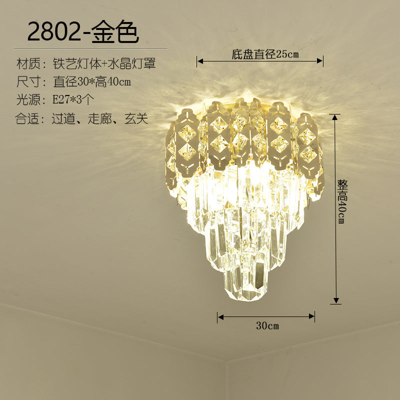 [Strict selection] American crystal small chandelier corridor decorative lighting entrance cloakroom ceiling modern LED light