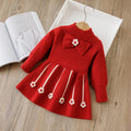 Girls' korean velvet sweater dress,  winter collection, thickened new design, handmade floral christmas dress, children's dress