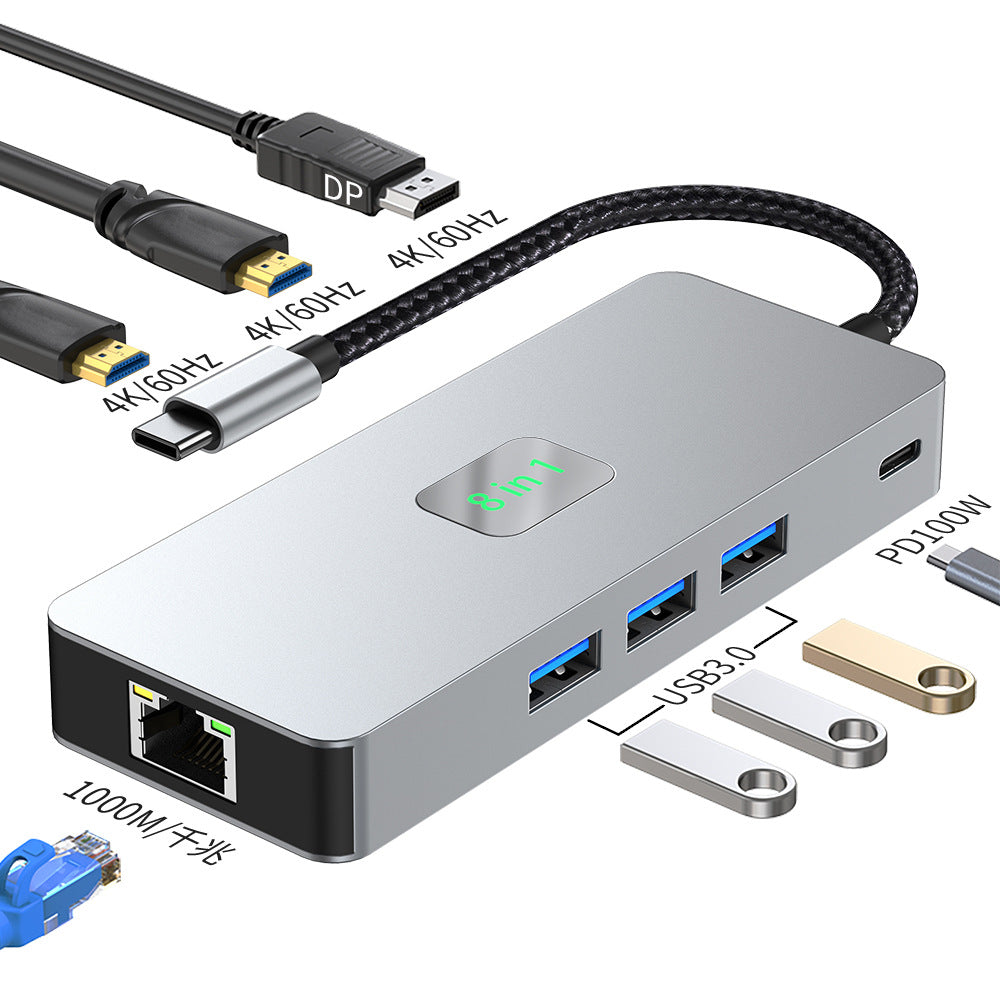 multi-screen mst displaylink three-display dual high-definition gigabit network card type-c usb3.2 docking station
