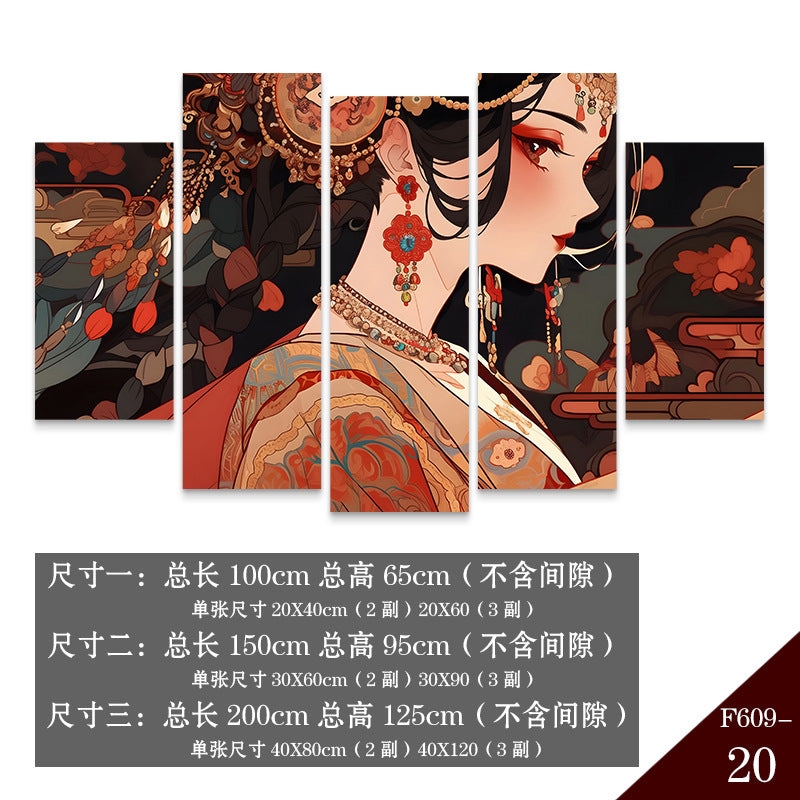 Guochaofeng wall decoration painting Hot pot restaurant hotel box background wall mural Peking Opera Huadan face painting