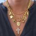 Long cross necklace wholesale pendant retro bow heart stacking design necklace clavicle chain