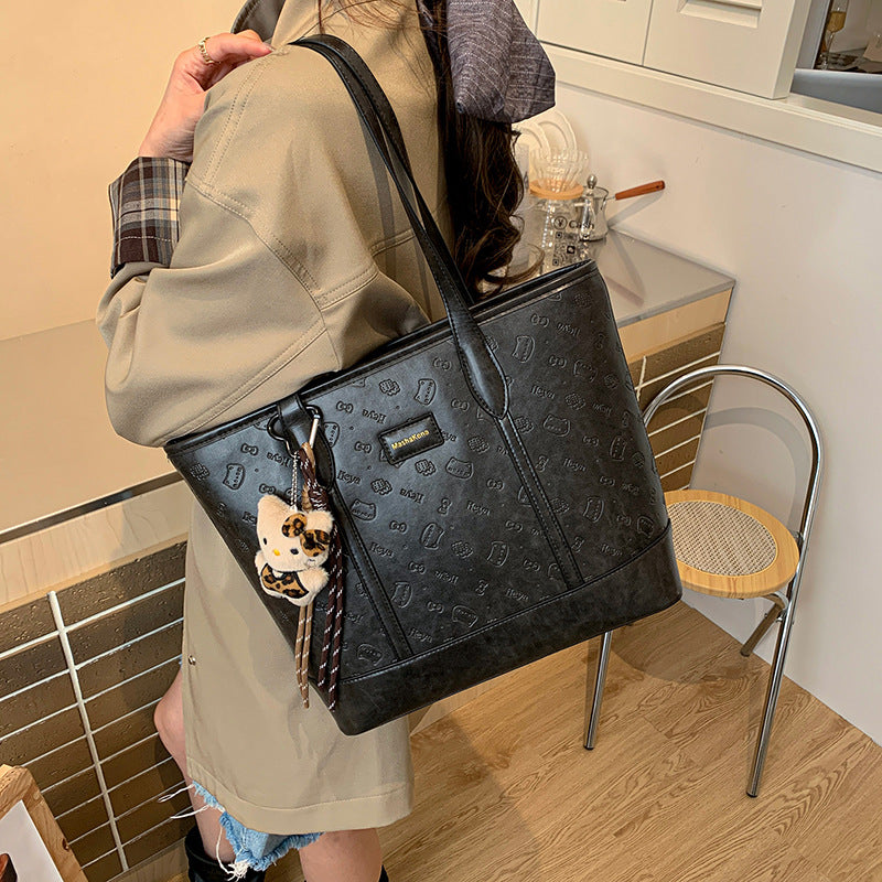 Vintage large capacity women's bag 2025 new autumn/winter light luxury shoulder bag minimalist student school bag women's tote bag