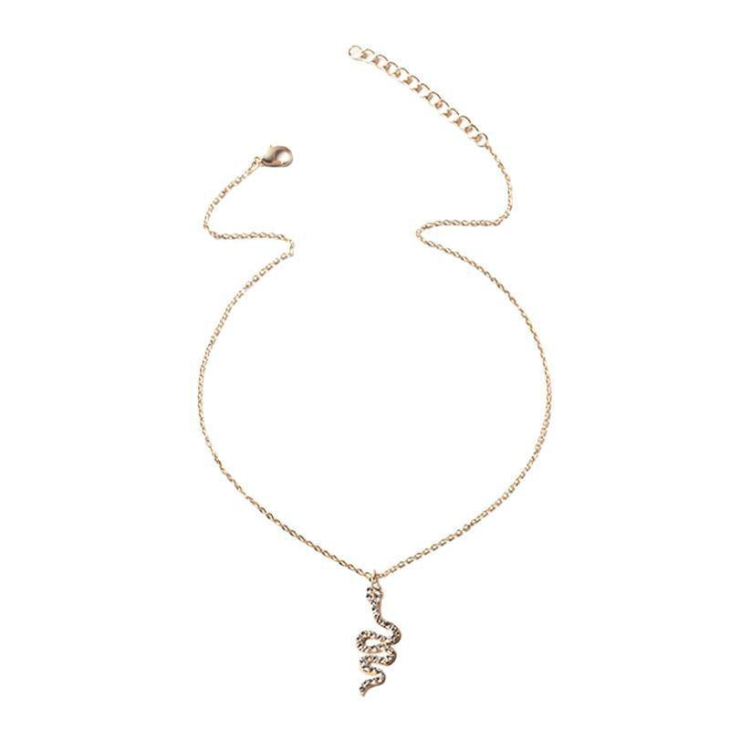 Wholesale vintage snake pendants - european & american cross-border trendy jewelry - snake-shaped elements with diamond accents - high-end sweater necklace for women