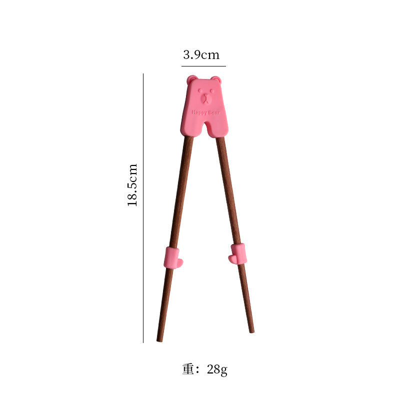 Children's auxiliary training chopsticks Chicken wings Wood baby eating Wooden chopsticks Silicone non-slip learning chopsticks Children's tableware