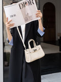 First-layer cowhide niche style design tote bag classy sense 2024fall and winter novice hand-held kelly bag shoulder crossbody bag for women