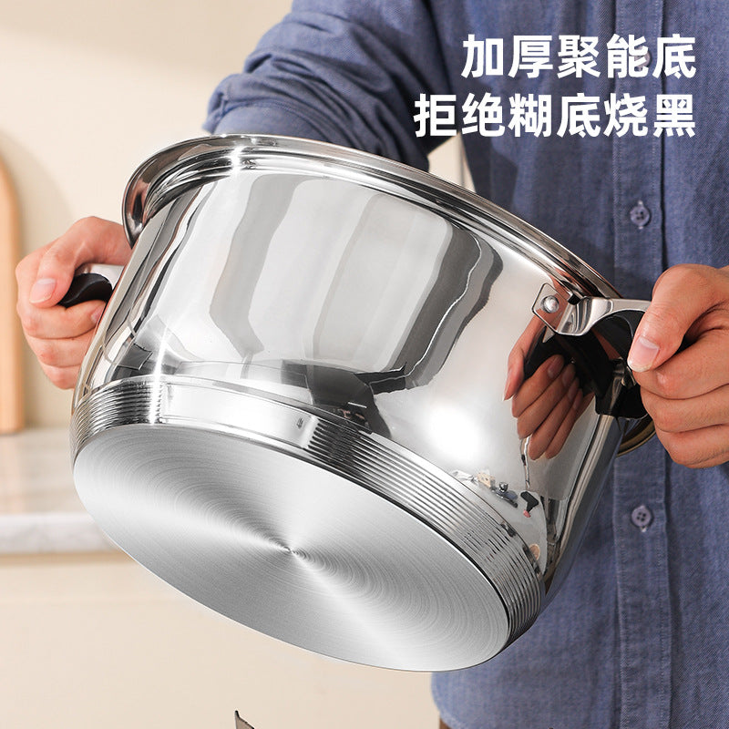 South America hot-selling wide-sided stainless steel pot thermometer cover blue glass cover 50-piece set pot set soup pot set pot