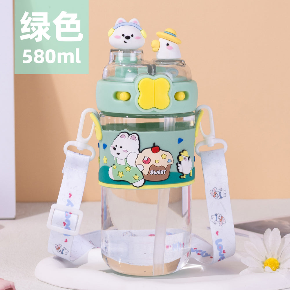 Cartoon water cup creative doll large capacity popular high-looking big belly cup student outdoor portable kids cup