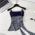 Sweet and spicy girl sexy style contrast colorstripestube top suspender women's summer silmtie back waist elegant vestoutwear