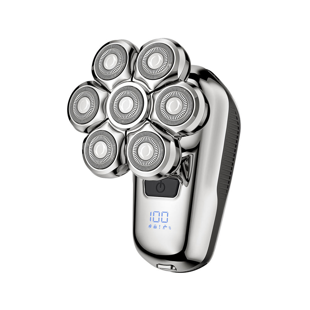 Magnetic floating 7-blade electric shaver with light, washable body, quick charge, and grooming kit