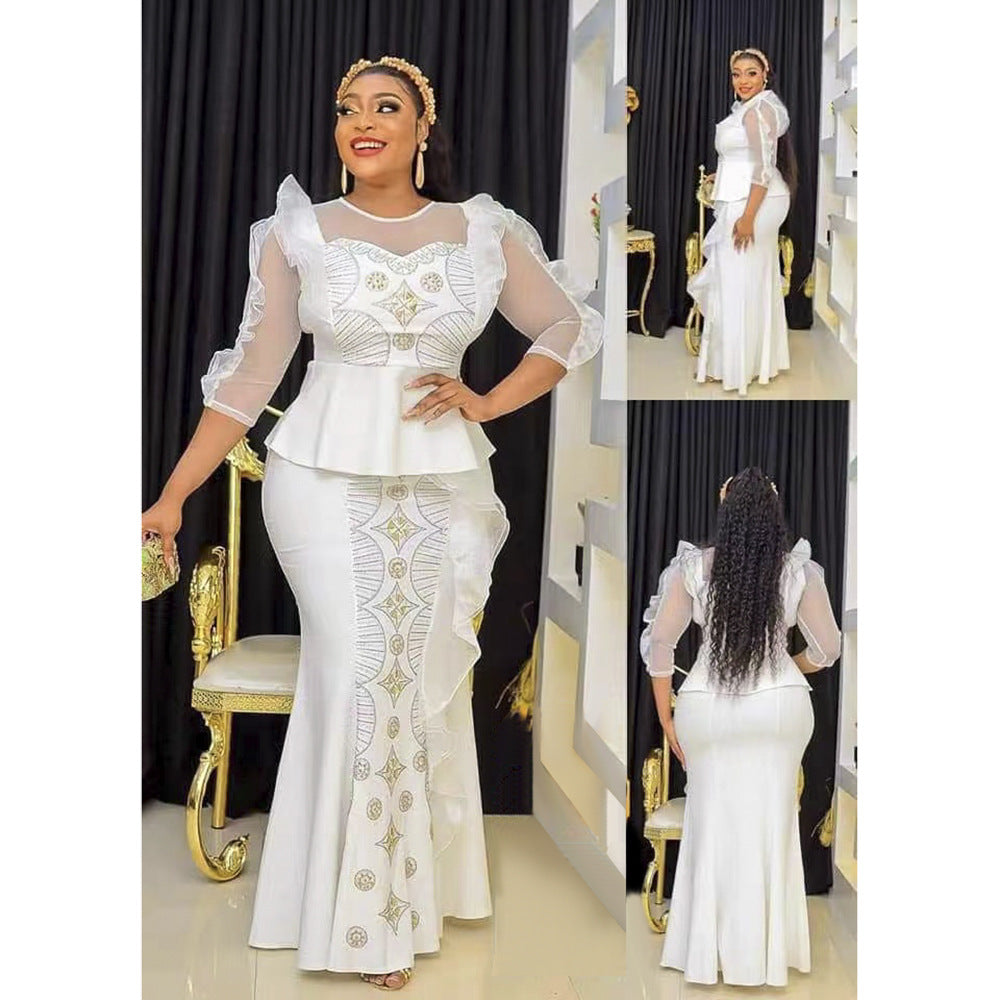 Fashionexport african women's clothing  private server socialite silmdresstwo-piece settopsskirt