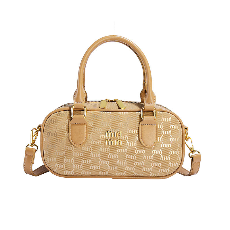 Retro portable bowling bag women's 2025 summer new niche printed pillow bag versatile fashion messenger bag