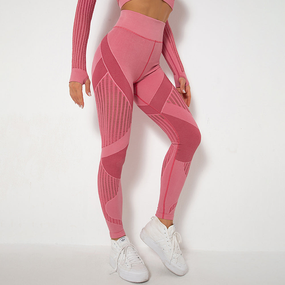 In stock! fashion cross-border seamless knittingsexystripes moisture-wicking yoga pants sports running fitness pants for women