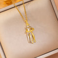[titanium steel] european and american popular hug necklace for women, personalized niche high-end fashion stainless steel clavicle chain jewelry