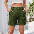 European and american cross-border e-commerce women's summer new arrivals:  independent store washed elastic waist cargo denim shorts - trendy style