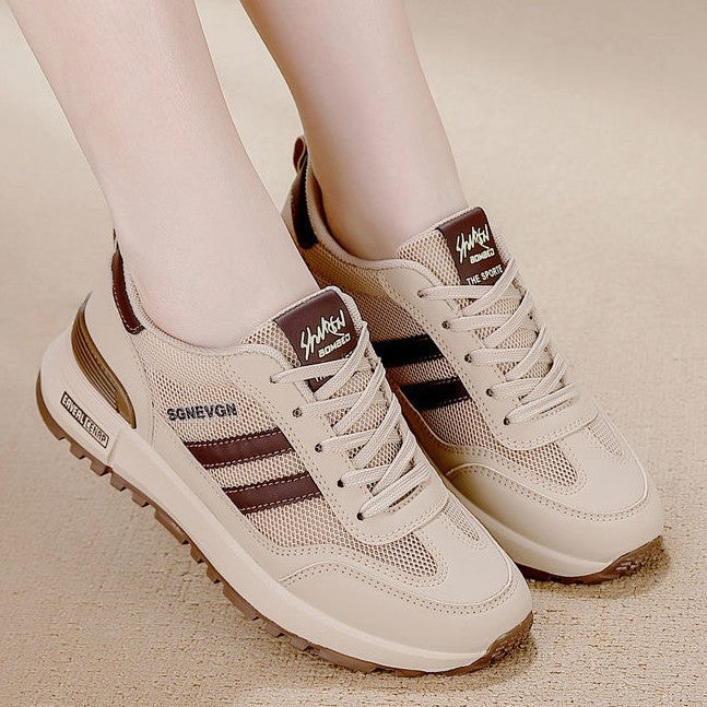 2025 spring/summer new mesh breathable plus size women's flat casual shoes versatile sneakers athletic running shoes for women