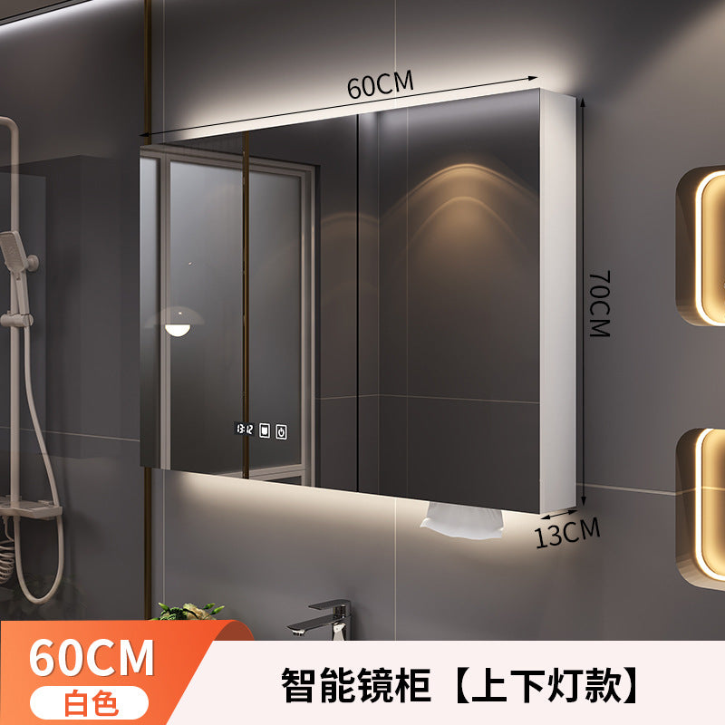 Smart bathroom mirror Solid wood separate wall-mounted bathroom mirror cabinet Locker Toilet storage locker Mirror