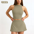 European and american cross-border seamless yoga outfit - summer activewear quick-dry sleeveless tank top and a-line skirt yoga set